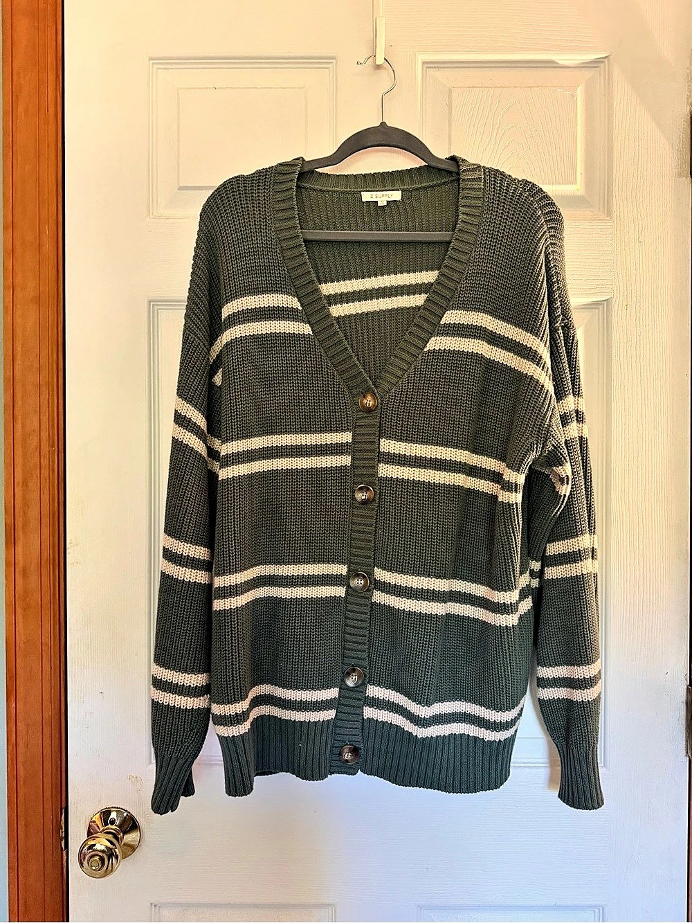Z Supply Medina Stripe Cardigan Green & Pink Size Medium
